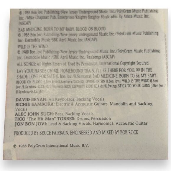 Bon Jovi New Jersey Turkish Release First Edition 1988 Cassette 836345-4 RARE! - Picture 11 of 15